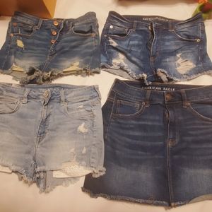 4 American Eagle  3 shorts and 1 mini skirt
